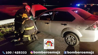 MARCOS JUÁREZ: Accidente de un automóvil en solitario en la colectora