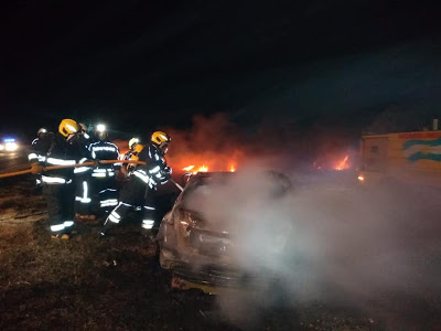 Leones: Chocaron de frente camión y auto - Una persona murió calcinada en ruta 9
