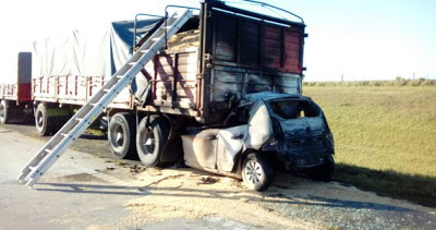 Cañada de Gómez.: Colisión con desenlace fatal en la Autopista