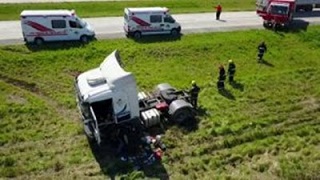 MARCOS JUAREZ: Despiste y vuelco de un camión en autopista el día miércoles