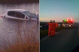 Accidente de tránsito en la ruta 3: Pierde el control y cae a la banquina