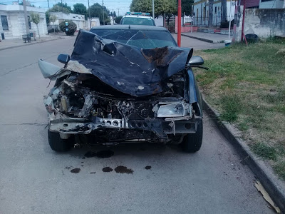 Camilo Aldao: automóvil chocó con un vaquillona