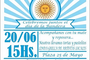 Día de la Bandera en la plaza 25 de mayo con Corazon de Viento desde las 15