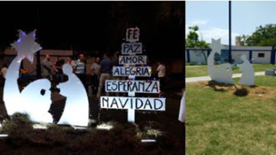 En Bell Ville se robaron el árbol de navidad de una plazoleta