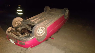 VUELCO DE UN AUTOMÓVIL CERCA DE BALDISSERA