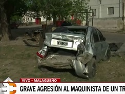 Brutal agresión al chofer de un tren que chocó a un auto en Malagueño