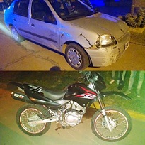 LABORDE: Accidente de transito entre una moto y automóvil.
